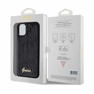 Guess Spīdumi uzraksts metāla viedtālruņa apvalks iPhone 11 / Xr - melns