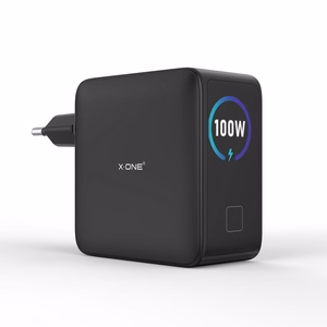 Ceļojumu lādētājs X-ONE ChargeGo GaN ar LCD, 100W, 2x USB C – melns