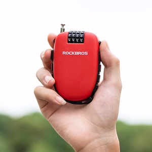 Rockbros 32420981001 velosipēda slēdzene ar ievelkamu trosi, sarkana