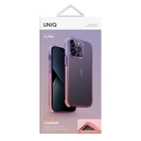 Uniq Combat Duo viedtālruņa apvalks iPhone 14 Pro - ceriņkrāsas un rozā