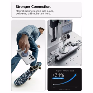 Spigen Ultra Hybrid S Mag MagSafe maciņš priekš Samsung Galaxy S26 Ultra - caurspīdīgs un balts