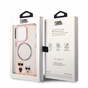 Karl Lagerfeld KLHMP14LHKCP iPhone 14 Pro 6.1" cietais apvalks rozā / rozā Karls & Choupette Alumīnijs Magsafe