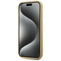 Karl Lagerfeld Wrinkled Metal Signature viedtālruņa apvalks iPhone 15 - zelta