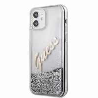 Guess GUHCP12SGLVSSI iPhone 12 mini5,4" sudraba/sudraba maciņš Glitter Vintage Script