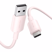 USB 2.0 A uz USB-C 3A kabelis Vention CTQPF 1M (rozā)