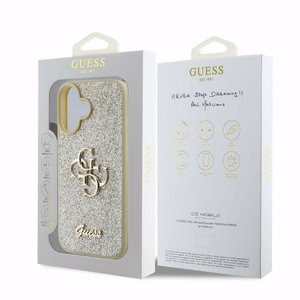 Guess Fixed Glitter Big 4G viedtālruņa apvalks iPhone 16 - zelta