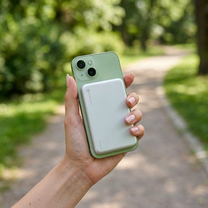 Forcell F-Energy Slim F5K9 ārējais akumulators, saderīgs ar MagSafe, 5000 mAh, 15 W, QC 4.0, PD 3.0, Cloud Dancer