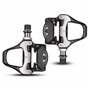 Rockbros LP-RD2BK Shimano SPD-SL šosejas pedāļi ar dzelteniem klipšiem – krāsa: melna un sudraba