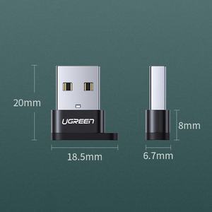 Ugreen US280 50568 USB-C 3.1 (ligzda) / USB-A 2.0 (spraudnis) adapteris melns