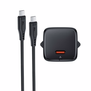 Lādētājs Acefast A118 30W GaN USB-C + USB-C uz USB-C kabelis 1.2m melns