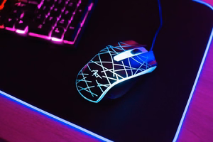 ART set wire keyboard USB A QWERTY with light + wire mouse USB A with light AK-50 black