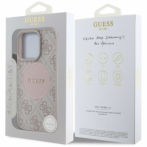 Guess 4G Circle Classic Logo MagSafe iPhone 16 Pro apvalks - rozā