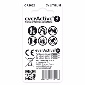 Litija baterijas everActive CR2032 - blisteris 2 gab.