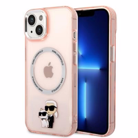 Karl Lagerfeld KLHMP14MHNKCIP iPhone 14 Plus 6.7" kietais apvalks rozā/rozā Ikonisks Karl&Choupette Magnētiskais