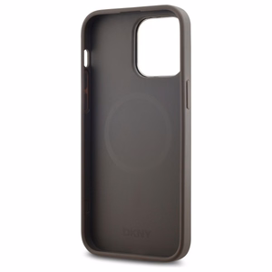 DKNY Ādas rūtainais mono raksts Magnētiskais viedtālruņa apvalks iPhone 14 Pro Max - bēša