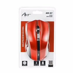 ART bezvadu datora pele 2,4G 1000 dpi AM-97 sarkana