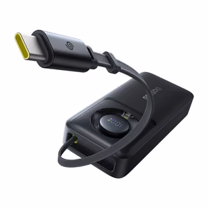 Portatīvais lādētājs Baseus OS Free2Pull 10000 mAh 30W ar integrētu USB-C kabeli, melns