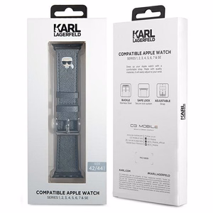 KARL LAGERFELD silicone strap for APPLE Watch KLAWLOKHG (SAFFIANO KH 42 / 44 mm ) silver