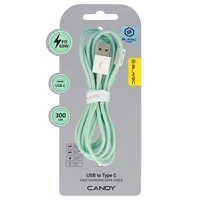 Blavec Kabelis Candy pīnēts - USB uz Type C - PD 60W 3A 3 metri Apple CarPlay/Android Auto (CCA-UC3GN30) zaļš