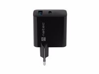 NATEC RIBERA GAN CHARGER 1x USB-A + 1x USB-C 45W melns