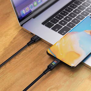 Acefast C7-04 USB-A USB-C 60W 1.2m kabelis ar ekrānu - melns