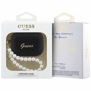 Guess Glitter Pearl Siksniņa Maciņš for AirPods Pro 3 - melns