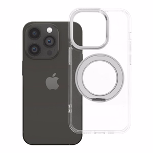 Case for iPhone 14 PRO Frame Circle Stand compatible with MagSafe transparent
