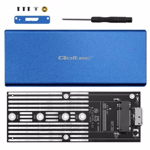 Qoltec 51832 korpuss | M.2 SSD | SATA | NGFF | USB 3.0 | Super speed 5Gb/s | 2TB | zils