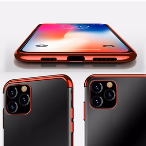Caurspīdīgs krāsains apvalks Gel TPU ar elektroplāksnes rāmi Xiaomi Mi 11 sarkans