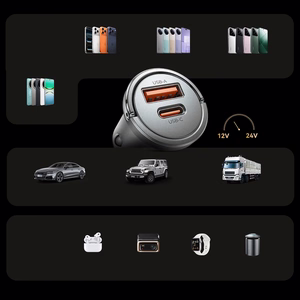 Orico MiniRing Pro 45W USB-A + USB-C auto lādētājs - sudrabs