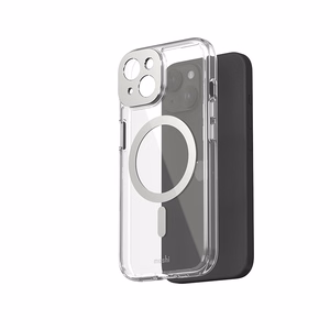Moshi iGlaze MagSafe vāciņš ierīcei iPhone 15, caurspīdīgs ar “Luna Silver” krāsas detaļām