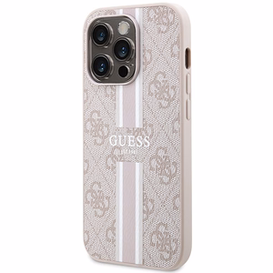 Guess 4G Printed Str Magnētiskais viedtālruņa apvalks iPhone 15 Pro - rozā