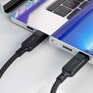 Acefast C5 USB-C - USB-C / USB-C 2in1 100W 480Mb/s kabelis - melns