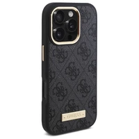 Guess 4G Logo Plate Magnētiskais viedtālruņa apvalks iPhone 16 Pro Max - melns