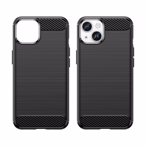 Carbon viedtālruņa apvalks iPhone 14 Plus elastīgs gēla aizmugures vāks melns