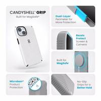Speck Candyshell Grip MagSafe - iPhone 17e / 16e / 15 / 14 / 13 maciņš (balts / melns)