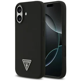 Guess Silikona Trīsstūra Logotips Magnētiskais viedtālruņa apvalks iPhone 17 - melns