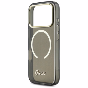 Guess IML Script Metal MagSafe чехол для iPhone 17 Pro Max чёрный