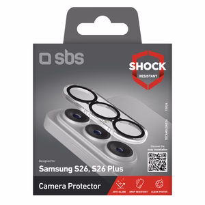 SBS aizmugurējās kameras aizsargstikls priekš Samsung Galaxy S26 un S26 Plus ar melnu rāmi