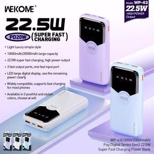 Portatīvais lādētājs WK Design „WP-43“ violets 20000mAh (22.5W)