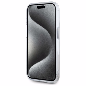 Karl Lagerfeld IML Metāla Karl&Choupette galva MagSafe apvalks iPhone 15 Pro - balts