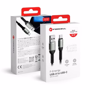 Cable USB A to USB C Forcell F-Energy QC4.0 3A 66W Cafule 3 m C256 black