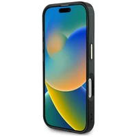 Guess IML Metal Glitter 4G Circle Triangle magnētiskais viedtālruņa apvalks iPhone 16 - melns