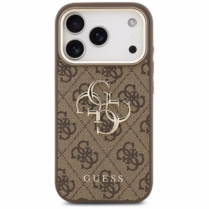 GUESS GUE005483 (PU W/ Big 4G Classic Logo) aizsargvāciņš ierīcei iPhone 18 Pro / 17 Pro, krāsa – brūna un zelta