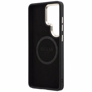 Guess Saffiano Peony Embossed Ring MagSafe maciņš Samsung Galaxy S26 Ultra melns