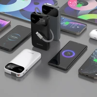 Dudao K31 10000mAh 22.5W PD Portatīvais lādētājs ar iebūvētu kabeli - melns