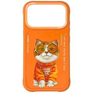 Чехол Nimmy Glasses Cool Cat для iPhone 17 Pro Max - оранжевый