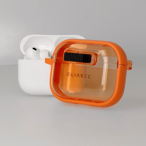 Liavec SlideLock Maciņš for Apple AirPods Pro 3 caurspīdīgs-oranžs