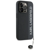 Karl Lagerfeld Saffiano ar rhinestones un šarma viedtālruņa apvalks iPhone 15 Pro Max - melns