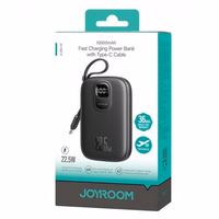 Power Bank Joyroom "JR-PBF17" melns 10000mAh 22.5W (PD / QC3.0) + integrēts Type-C kabelis